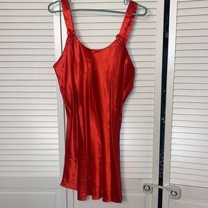 Vintage red satin full slip nightgown